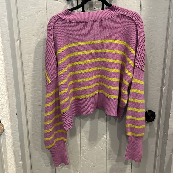 NWT Free People Easy Street Cropped Striped Pullover Oversized Sweater Small - Picture 7 of 7
